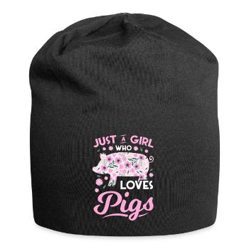 Schwein Geschenk Schweinchen Kinder Ferkel Sau Pig - Jersey-Beanie - Schwarz - Vorne