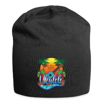 Ukulele Gitarre Ukulelespieler Hawaii - Jersey-Beanie - Schwarz - Vorne