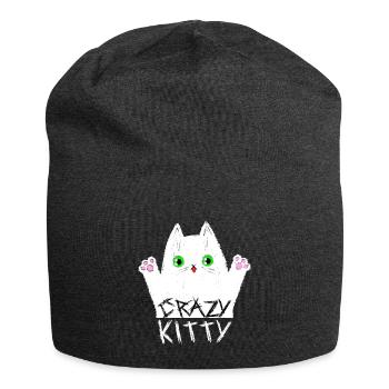 Crazy Kitty - Jersey Beanie - charcoal grey - Front