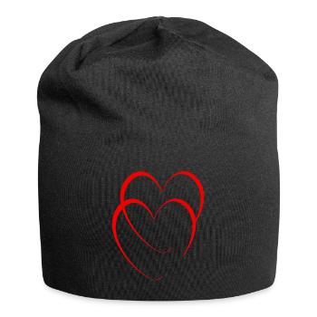 Cœurs rouges - Bonnet en jersey - noir - Devant