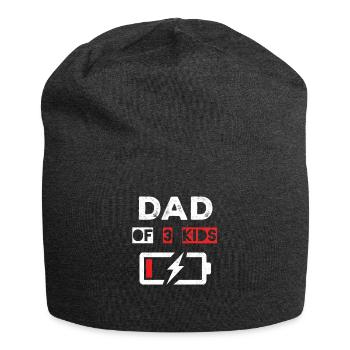 Battery Dad Of Three Kids Happy Fathers Day - Jersey Beanie - charcoal grey - Front