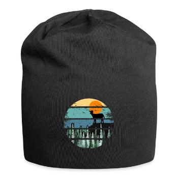 Retro Howling Wolf Wild - Jersey-Beanie - Schwarz - Vorne