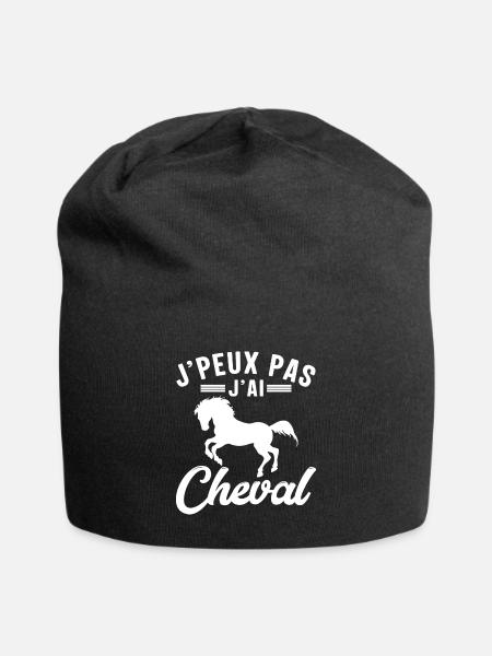 Je Peux Pas J'ai Cheval - Bonnet en jersey - noir