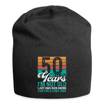 50 Years Old 50th Birthday for Him Retro Humor - Jersey-Beanie - Schwarz - Vorne