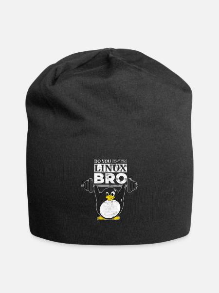 Do You Even Linux Bro Linux Pinguin hebt Gewichte - Jersey-Beanie - Schwarz
