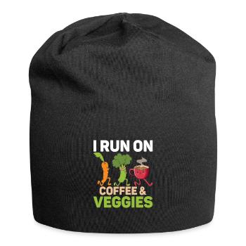 I Run On Coffee & Veggies Veggie Funny Veganism - Jersey Beanie - black - Front