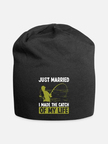 Pêche Juste marié J’ai fait la prise de ma vie - Bonnet en jersey - noir