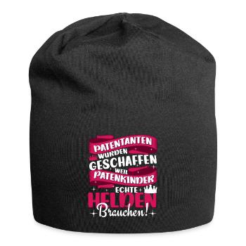 Patentante Weil Patenkinder auch Helden brauchen - Jersey-Beanie - Schwarz - Vorne