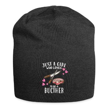 Meat Lover Just A Girl Who Loves To Be A Butcher - Jersey Beanie - charcoal grey - Front