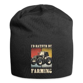I'd Rather Be Farming Agricultural Tractor Farming - Jersey-Beanie - Schwarz - Vorne