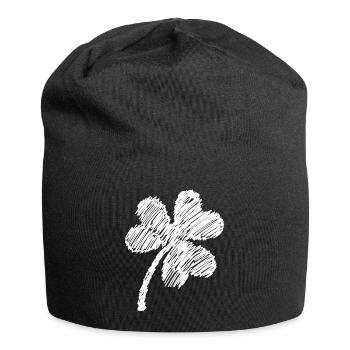 griffonnage blanc de trèfle à trois feuilles - Bonnet en jersey - noir - Devant