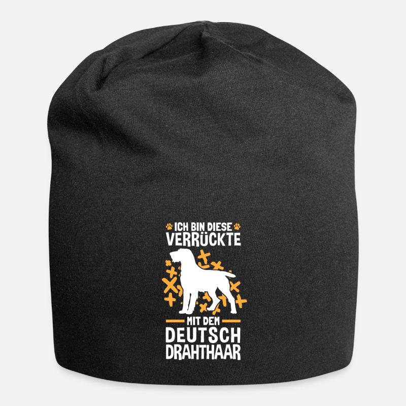 Ich bin die Verrückte mit dem Deutsch Drahthaar - Jersey-Beanie - Schwarz