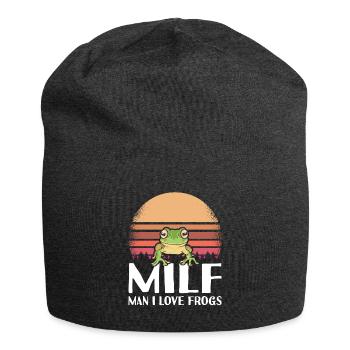 Man I Love Frogs Frog Love Funny - Jersey-Beanie - Anthrazit - Vorne
