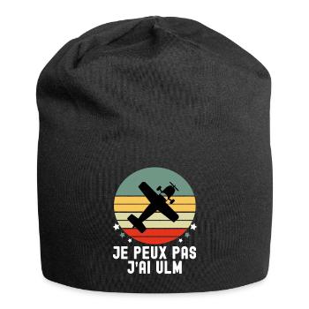 je peux pas j ai ulm humour ulm vintage - Bonnet en jersey - noir - Devant