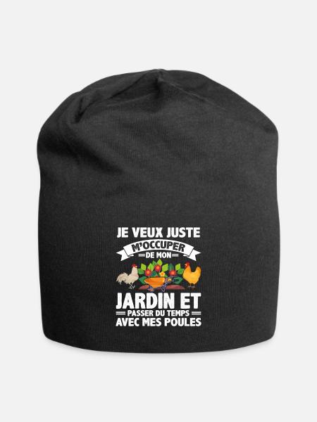 J'veux Juste M'occuper De Mon Jardin Et Mes Poules - Bonnet en jersey - noir