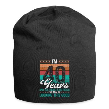 40th Birthday No Filter Funny 40 Years Old - Jersey Beanie - black - Front