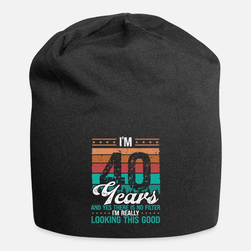 40th Birthday No Filter Funny 40 Years Old - Jersey-Beanie - Schwarz