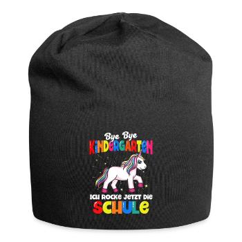Einhorn Schulbeginn Schulanfänger Schulkind - Jersey-Beanie - Schwarz - Vorne