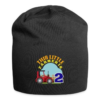 2ème anniversaire Je suis 2 animaux agriculteur de ferme - Bonnet en jersey - noir - Devant