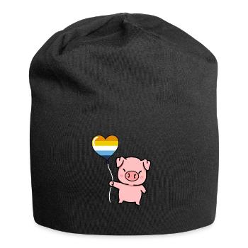 Pig Heart Balloon Aroace Pride - Jersey Beanie - black - Front