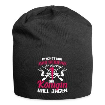 Jägerin Reicht mir das Gewehr Königin will jagen - Jersey-Beanie - Schwarz - Vorne