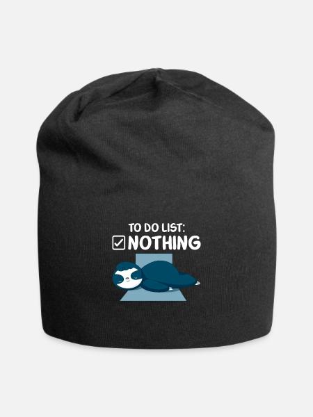 To do list nothing sleeping sloth - Jersey Beanie - black