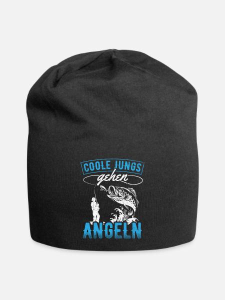 Coole Jungs gehen Angeln - Angler Fischer Kinder J - Jersey-Beanie - Schwarz