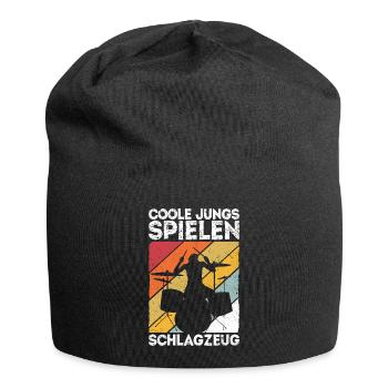 Coole Jungs spielen Schlagzeug - Drummer Jungen - Jersey-Beanie - Schwarz - Vorne