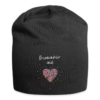 Brummbär mit Herz Papa Grossvater Vater - Jersey-Beanie - Schwarz - Vorne