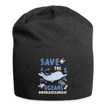 Dolphin Planet Water Protect Save Oceans Day - Jersey-Beanie - Schwarz - Vorne
