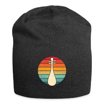 Biwa Asian RETRO String Instrument - Jersey Beanie - charcoal grey - Front