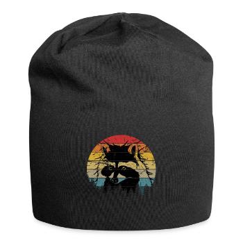 Waschbär Racoon Tier Geschenk Frettchen Marder - Jersey-Beanie - Schwarz - Vorne