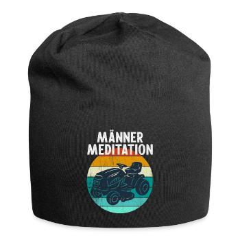 Rasenmähen lustig MÄNNER MEDITATION Rasentraktor - Jersey-Beanie - Schwarz - Vorne