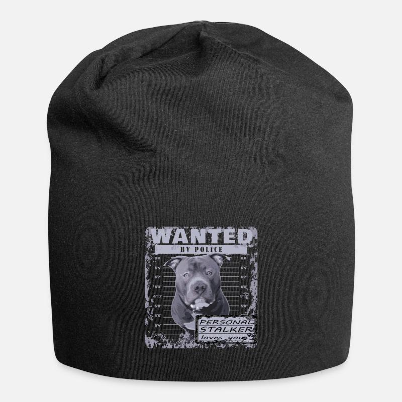 American Bully blue line artistic design - Jersey Beanie - black