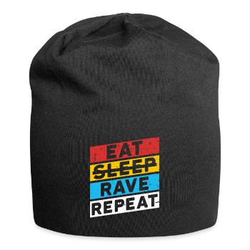 RAVE RAVER FESTIVAL PARTY | EAT SLEEP RAVE REPEAT - Jersey-Beanie - Schwarz - Vorne