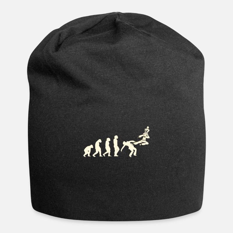 Schachspieler Schachspiel Schachbrett Evolution - Jersey-Beanie - Schwarz
