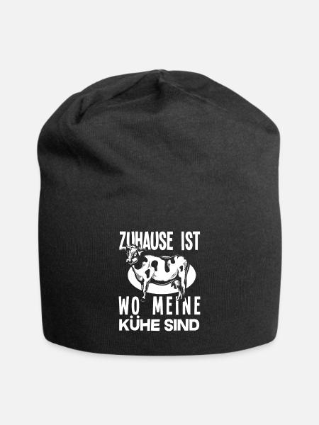 Zuhause Ist Wo Meine Kühe Sind Kuh Kühe - Jersey-Beanie - Schwarz
