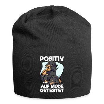 Dackel Positiv Auf Müde Getestet Hunde Schlafshirt - Jersey-Beanie - Schwarz - Vorne