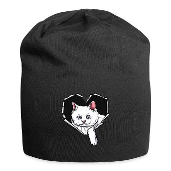 Katze Riss zerissenes Loch Herz Katzen - Jersey-Beanie - Schwarz - Vorne