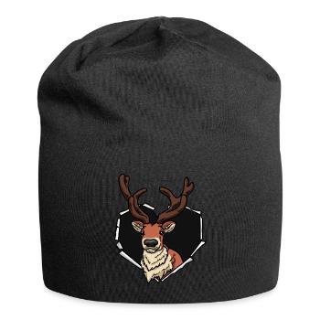 Reindeer Crack Torn Hole Heart Reindeer Face - Jersey Beanie - black - Front
