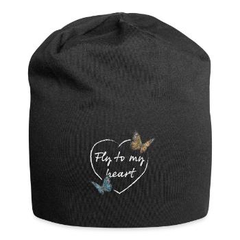 Schmetterlinge Gartenarbeit Floristik - Jersey-Beanie - Schwarz - Vorne