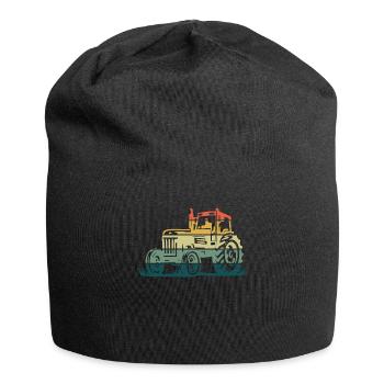 Farm Farmer Rancher Retro Vintage Tractor - Jersey Beanie - black - Front