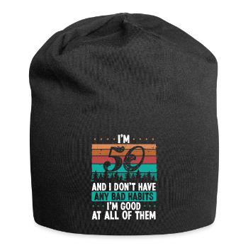 50th Birthday Idea Bad Habits Vintage 50 Year Old - Jersey Beanie - black - Front