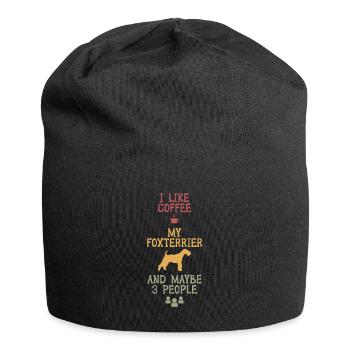 J’aime le café mon foxterrier et peut-être 3 personnes - Bonnet en jersey - noir - Devant