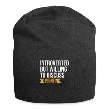 INTROVERTED BUT WILLING TO DISCUSS 3D PRINTING FUN - Jersey Beanie - charcoal grey - Front