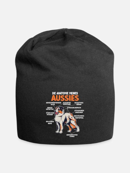 Australian Shepherd Aussie Anatomie Aussie - Jersey-Beanie - Schwarz