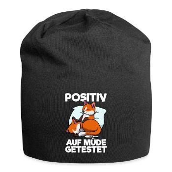 Fox tested positive for tired Fox sleep shirt - Jersey Beanie - black - Front