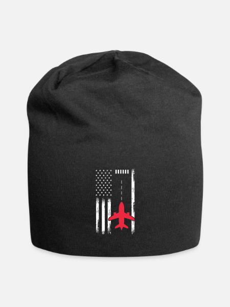 Pilot Flugzeug Fliegen Flieger Geschenk - Jersey-Beanie - Schwarz