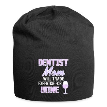 Dentist Mom Will Trade Expertise For Wine Present - Jersey-Beanie - Schwarz - Vorne