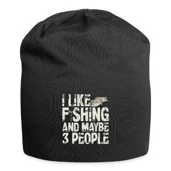 I Like Fishing And Maybe Three People Funny - Jersey Beanie - black - Front